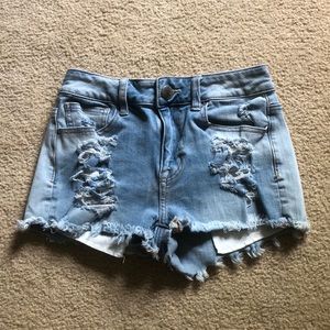 High waisted jean shorts